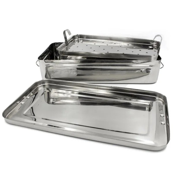 05881.Кип'ятильник-стерилізатор з перфорованим піддоном, прямокутний, нержавіюча сталь, з ручками, 400 мм х 200 мм х 95 мм, тип П-40. Виробник-DURABLE.